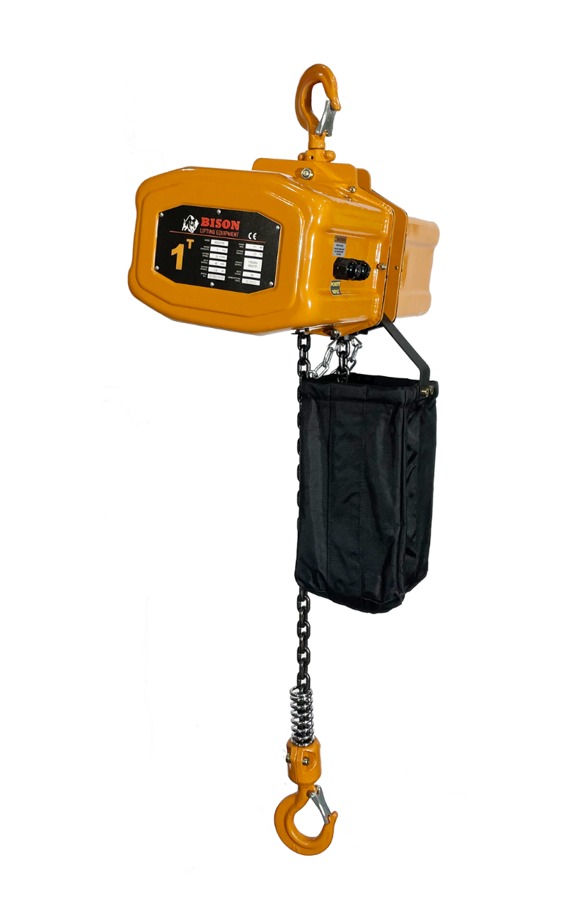 Bison 1Ton Electric Chain Hoist- Hook Mount, 115v/230v Single Phase 60hz