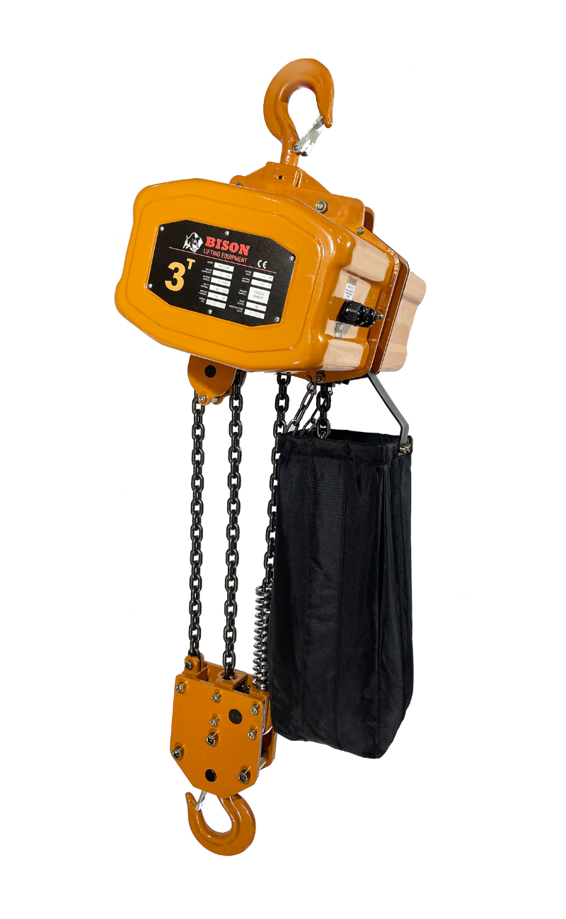 Bison 3Ton Electric Chain Hoist- Hook Mount, 115v/230v Single Phase 60hz