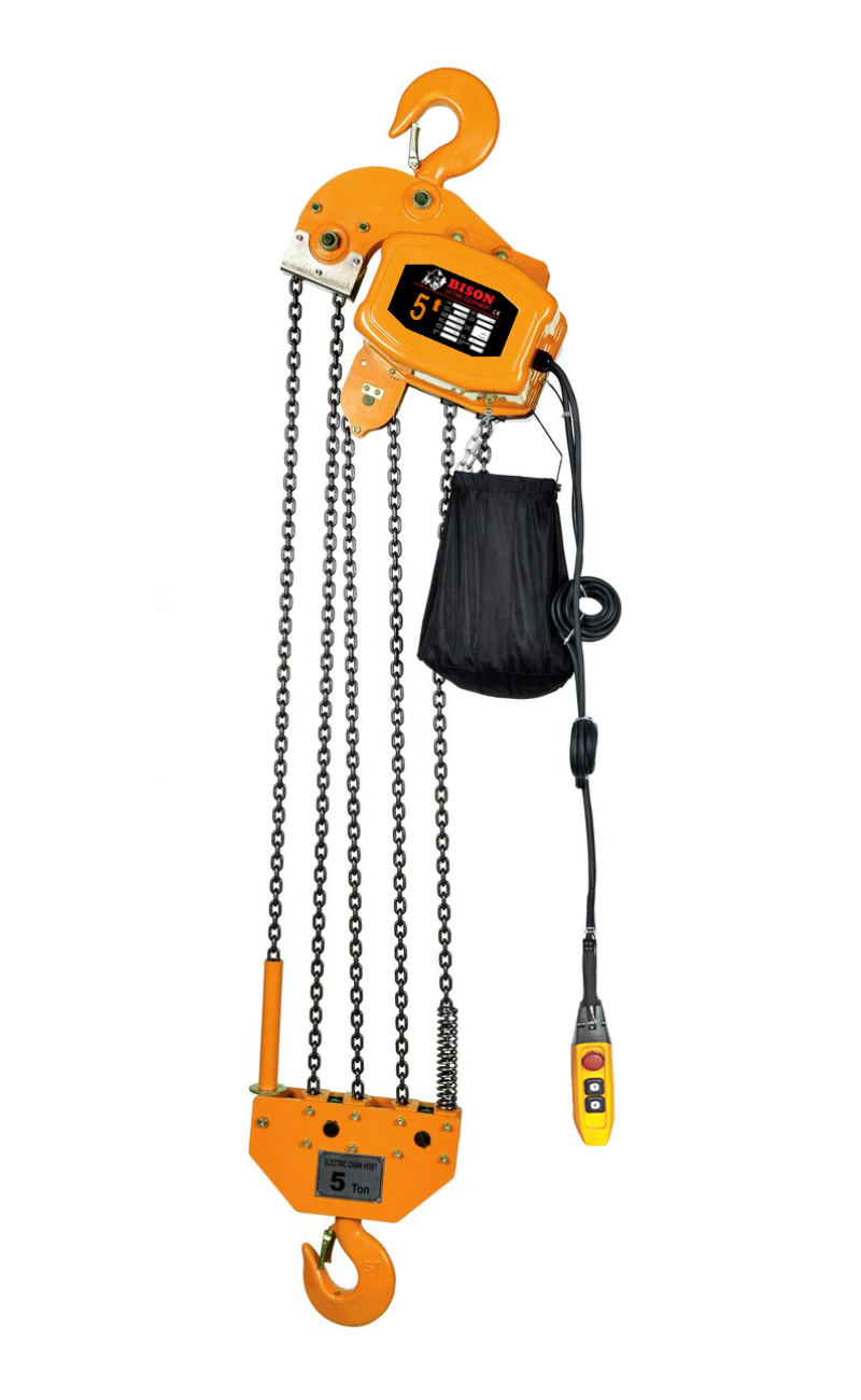 Bison 5Ton Electric Chain Hoist- Hook Mount, 115v/230v Single Phase 60hz